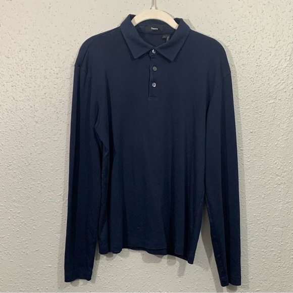 Theory Navy Blue Long Sleeve Polo Shirt size S - Picture 1 of 9